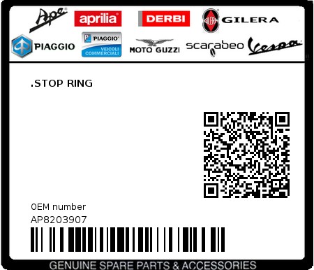 Product image: Aprilia - AP8203907 - .STOP RING  0