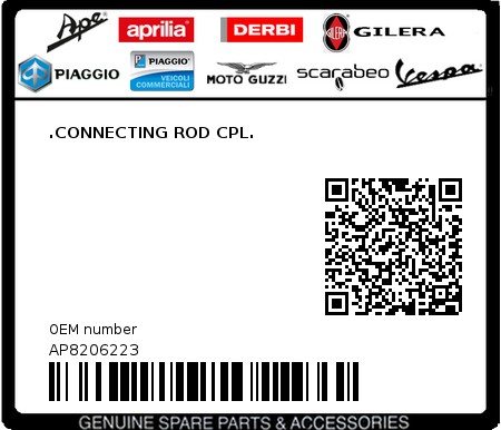 Product image: Aprilia - AP8206223 - .CONNECTING ROD CPL.  0