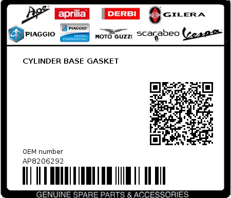 Product image: Aprilia - AP8206292 - CYLINDER BASE GASKET  0