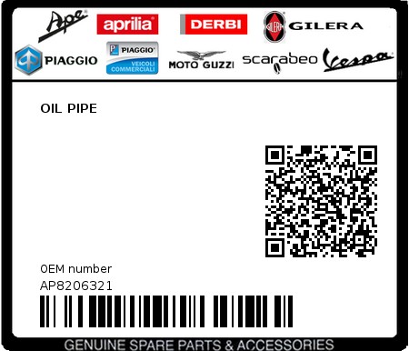 Product image: Aprilia - AP8206321 - OIL PIPE  0