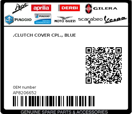 Product image: Aprilia - AP8206652 - .CLUTCH COVER CPL., BLUE  0