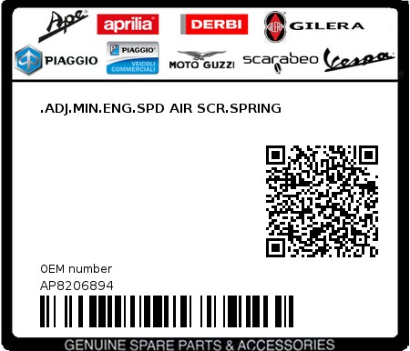 Product image: Aprilia - AP8206894 - .ADJ.MIN.ENG.SPD AIR SCR.SPRING  0