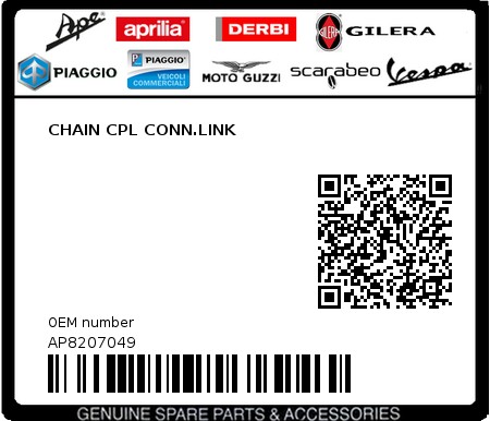 Product image: Aprilia - AP8207049 - CHAIN CPL CONN.LINK  0