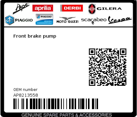 Product image: Aprilia - AP8213558 - Front brake pump  0
