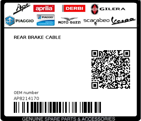 Product image: Aprilia - AP8214170 - REAR BRAKE CABLE  0