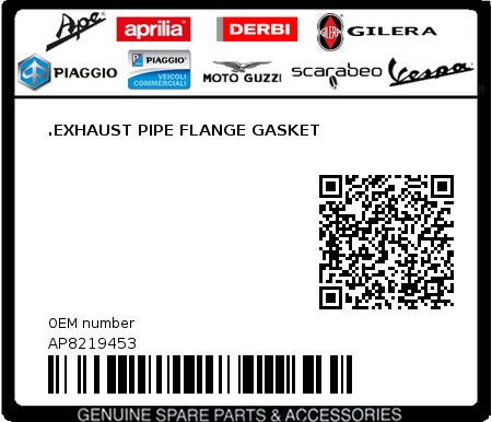 Product image: Aprilia - AP8219453 - .EXHAUST PIPE FLANGE GASKET  0