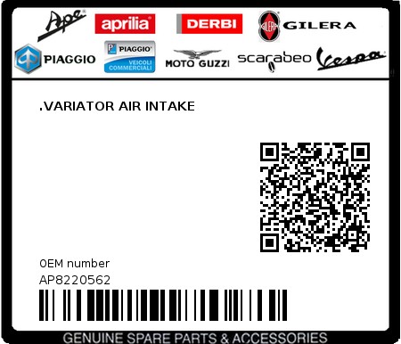 Product image: Aprilia - AP8220562 - .VARIATOR AIR INTAKE  0