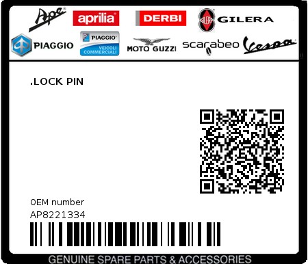 Product image: Aprilia - AP8221334 - .LOCK PIN  0