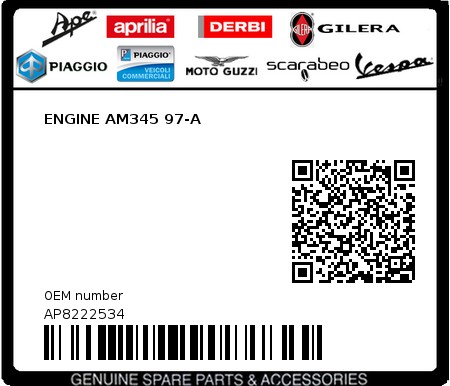 Product image: Aprilia - AP8222534 - ENGINE AM345 97-A  0