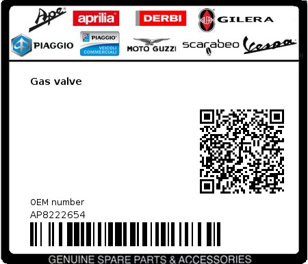 Product image: Aprilia - AP8222654 - Gas valve  0