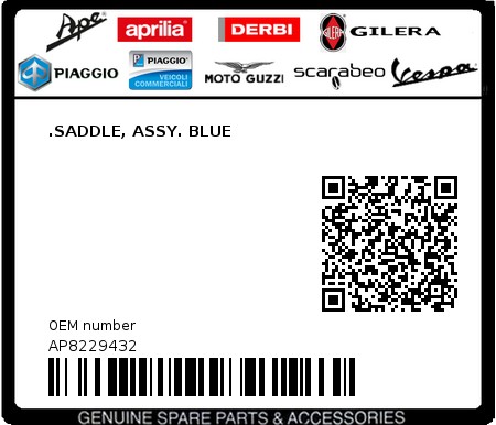 Product image: Aprilia - AP8229432 - .SADDLE, ASSY. BLUE  0