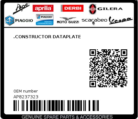 Product image: Aprilia - AP8237323 - .CONSTRUCTOR DATAPLATE  0