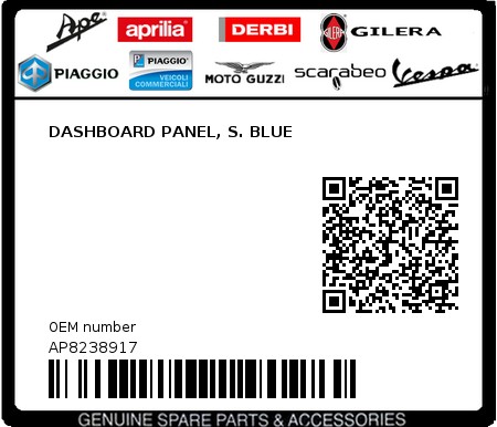 Product image: Aprilia - AP8238917 - DASHBOARD PANEL, S. BLUE  0