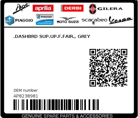 Product image: Aprilia - AP8238981 - .DASHBRD SUP.UP.F.FAIR., GREY  0