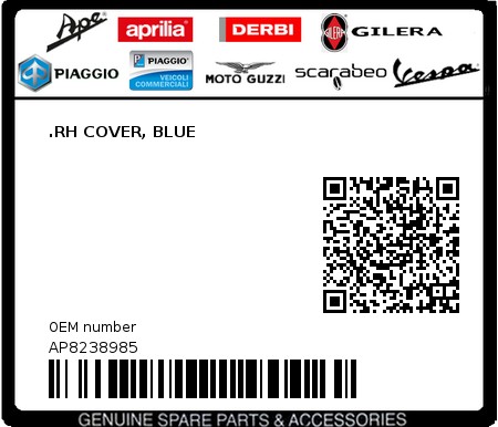 Product image: Aprilia - AP8238985 - .RH COVER, BLUE  0