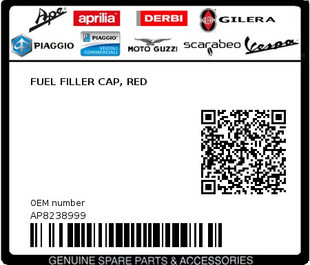 Product image: Aprilia - AP8238999 - FUEL FILLER CAP, RED  0
