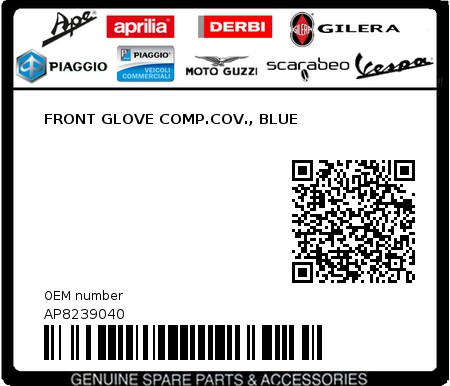 Product image: Aprilia - AP8239040 - FRONT GLOVE COMP.COV., BLUE  0