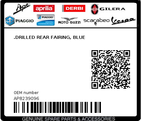 Product image: Aprilia - AP8239096 - .DRILLED REAR FAIRING, BLUE  0
