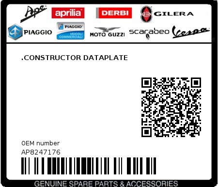 Product image: Aprilia - AP8247176 - .CONSTRUCTOR DATAPLATE  0