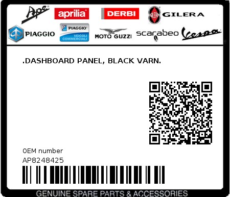 Product image: Aprilia - AP8248425 - .DASHBOARD PANEL, BLACK VARN.  0