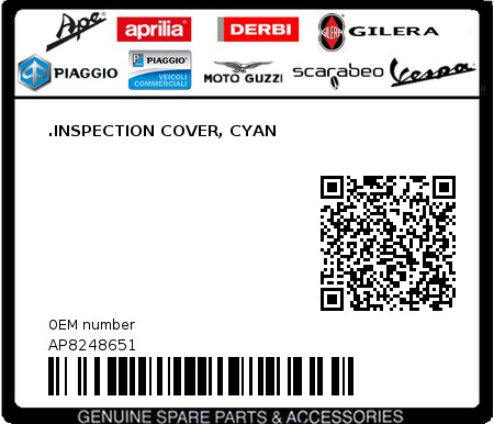 Product image: Aprilia - AP8248651 - .INSPECTION COVER, CYAN  0