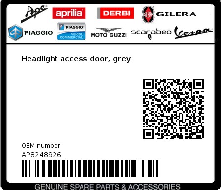 Product image: Aprilia - AP8248926 - Headlight access door, grey  0
