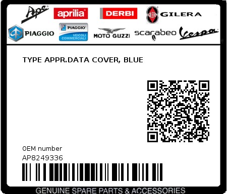 Product image: Aprilia - AP8249336 - TYPE APPR.DATA COVER, BLUE  0