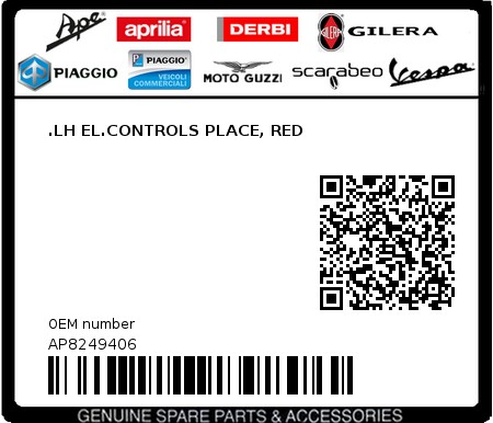 Product image: Aprilia - AP8249406 - .LH EL.CONTROLS PLACE, RED  0