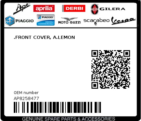 Product image: Aprilia - AP8258477 - .FRONT COVER, A.LEMON  0