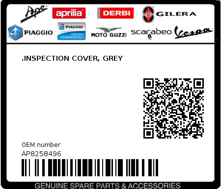 Product image: Aprilia - AP8258496 - .INSPECTION COVER, GREY  0