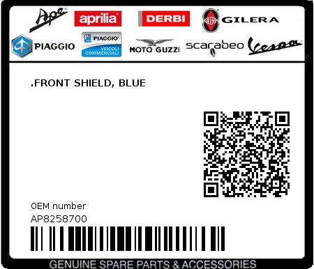 Product image: Aprilia - AP8258700 - .FRONT SHIELD, BLUE  0