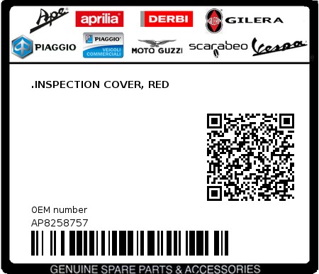 Product image: Aprilia - AP8258757 - .INSPECTION COVER, RED  0