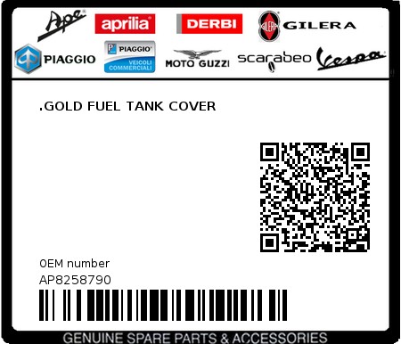 Product image: Aprilia - AP8258790 - .GOLD FUEL TANK COVER  0