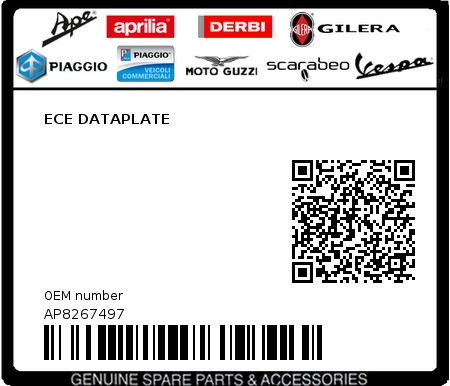 Product image: Aprilia - AP8267497 - ECE DATAPLATE  0