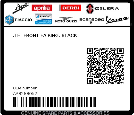 Product image: Aprilia - AP8268052 - .LH  FRONT FAIRING, BLACK  0
