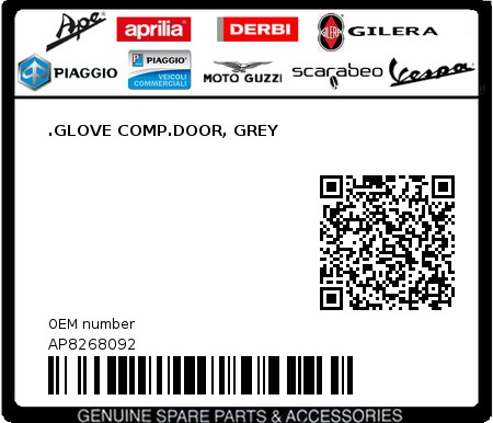 Product image: Aprilia - AP8268092 - .GLOVE COMP.DOOR, GREY  0