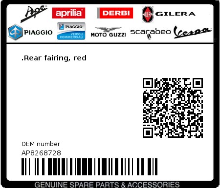 Product image: Aprilia - AP8268728 - .Rear fairing, red  0