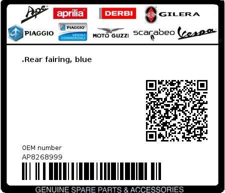 Product image: Aprilia - AP8268999 - .Rear fairing, blue  0