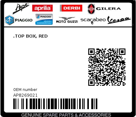 Product image: Aprilia - AP8269021 - .TOP BOX, RED  0
