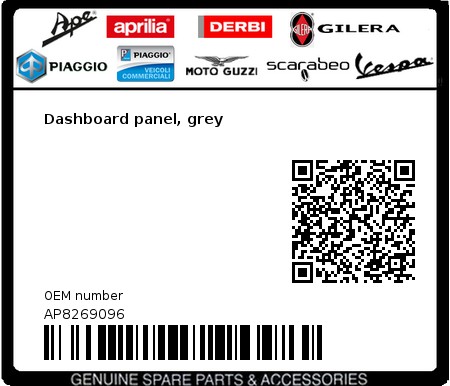 Product image: Aprilia - AP8269096 - Dashboard panel, grey  0