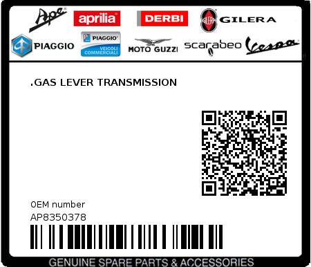 Product image: Aprilia - AP8350378 - .GAS LEVER TRANSMISSION  0