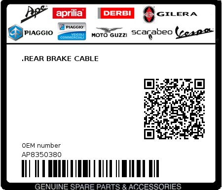 Product image: Aprilia - AP8350380 - .REAR BRAKE CABLE  0