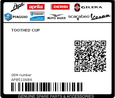 Product image: Aprilia - AP8510684 - TOOTHED CUP  0