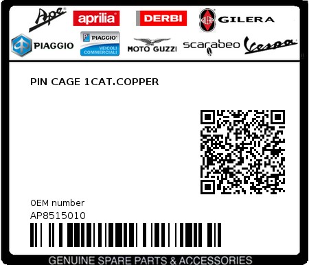 Product image: Aprilia - AP8515010 - PIN CAGE 1CAT.COPPER  0
