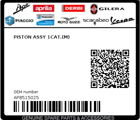 Product image: Aprilia - AP8515025 - PISTON ASSY 1CAT.(M)  0