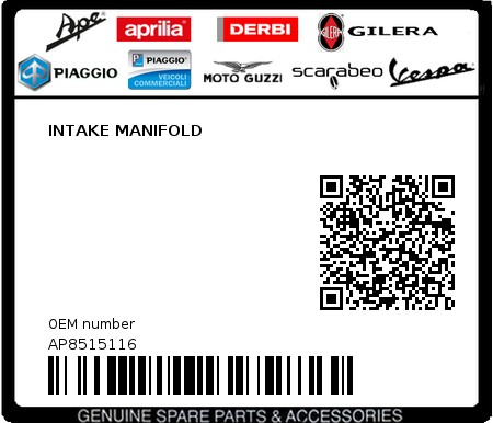Product image: Aprilia - AP8515116 - INTAKE MANIFOLD  0