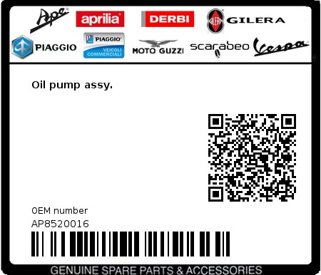 Product image: Aprilia - AP8520016 - Oil pump assy.  0