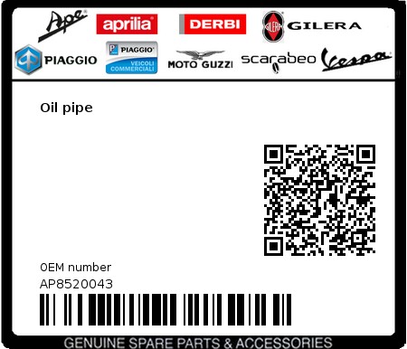 Product image: Aprilia - AP8520043 - Oil pipe  0