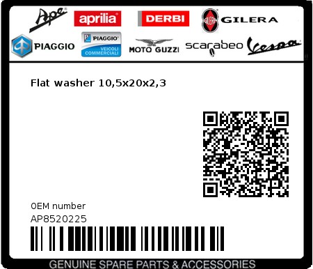 Product image: Aprilia - AP8520225 - Flat washer 10,5x20x2,3  0