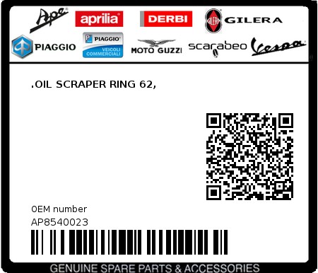 Product image: Aprilia - AP8540023 - .OIL SCRAPER RING 62,  0
